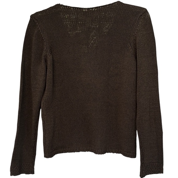 Talbots Petites Brown V-Neck Knit Sweater Small Made in Italy - Picture 2 of 6